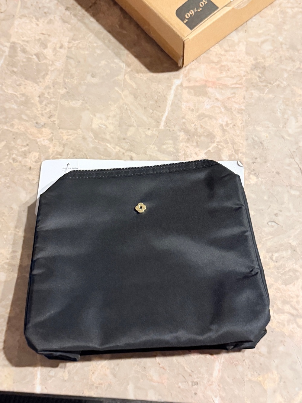 Samsonite Black Nylon Cosmetic Pouch with Gold Snap